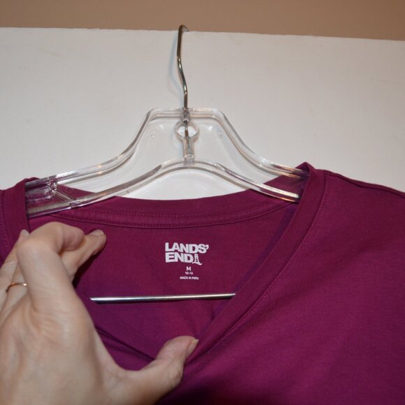 Lands' End Cotton Tee Long Sleeves Color Wine Red Women Blouse M (10-12) - Picture 2 of 4